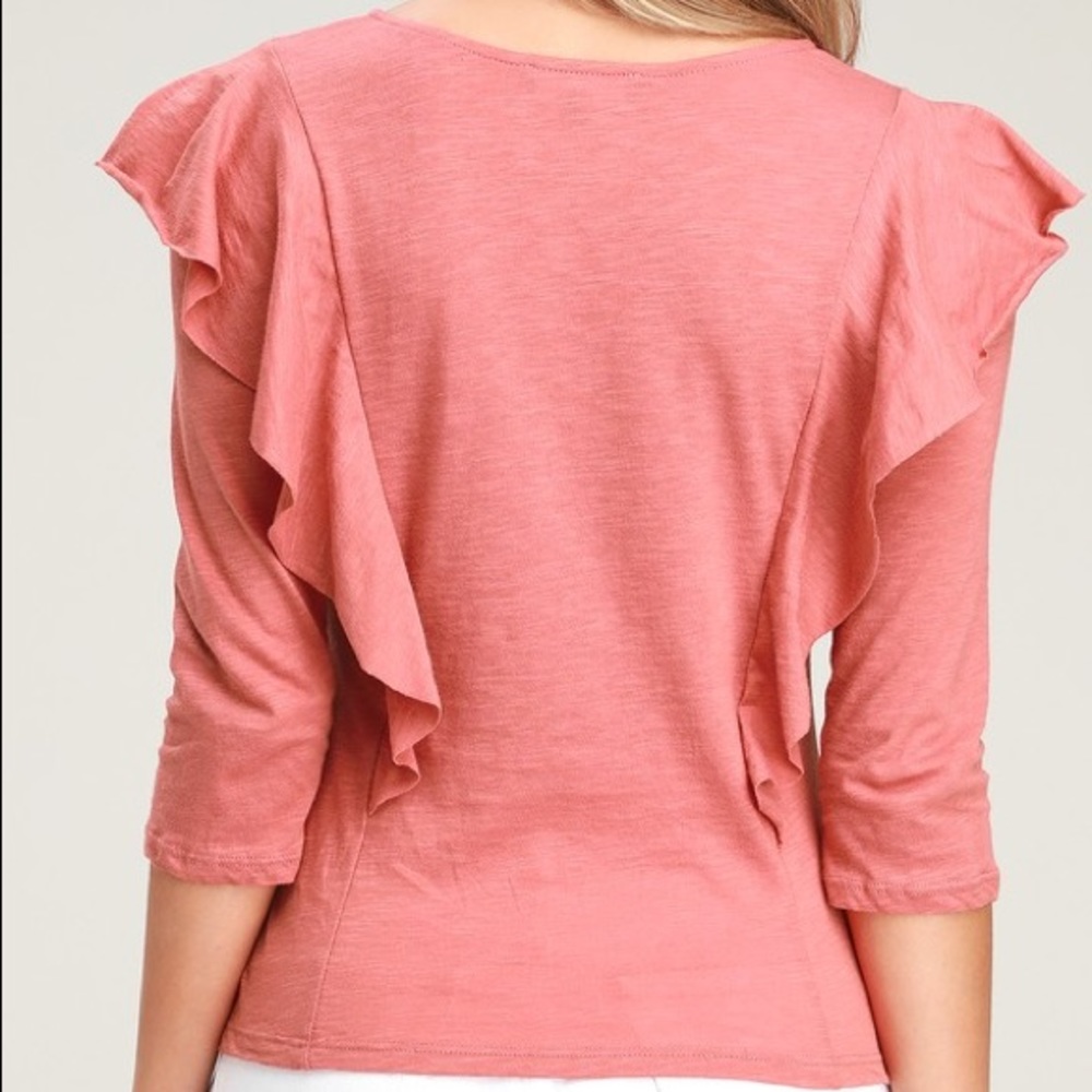 Lulu’s Phoenix Rusty Rose Ruffled Top - Picture 3 of 4